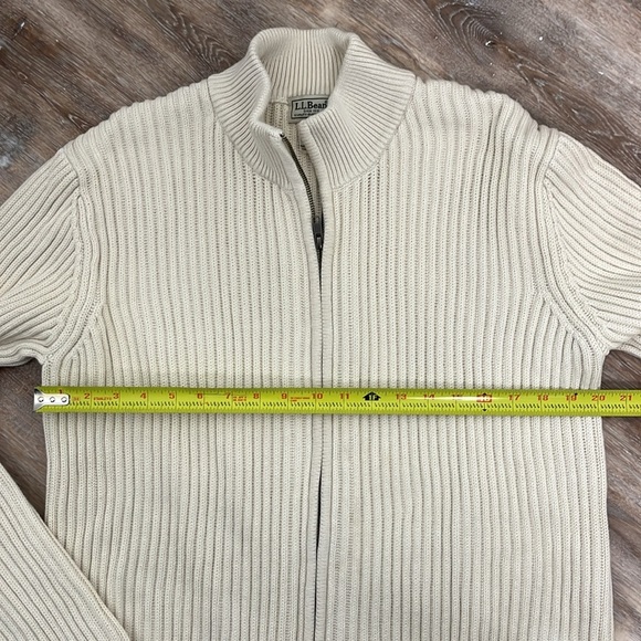 VTG LL Bean Men's Size Large Tall Full Zip Ribbed Sweater Cozy Cabin 90s - Picture 9 of 11